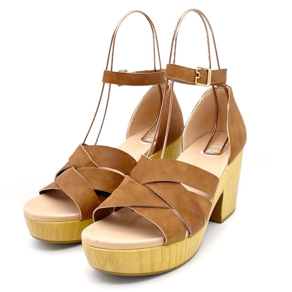 Dr. Scholl’s Blissful Platform Clog Sandal Brown Faux Leather Women's Size 8.5 - Picture 7 of 16